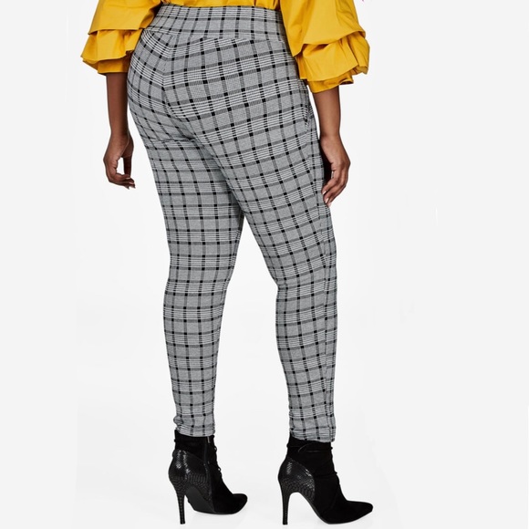 NEW Blossom Black & white checkered print Pull on skinny pants Plus Size 1X - Picture 10 of 10